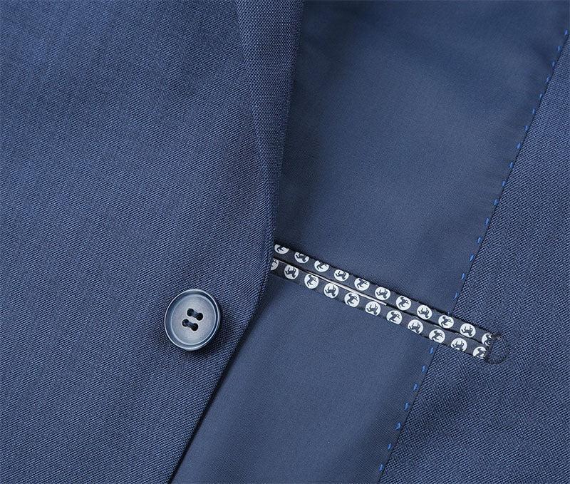 Regular Fit 2 Piece Notch Lapel 2 Button Suit In Blue Product Image