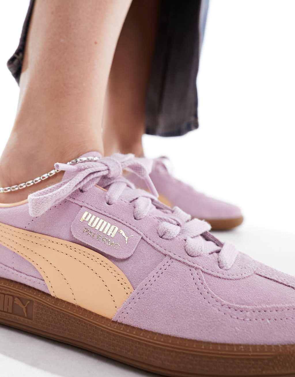 PUMA Palermo sneakers in pink & orange Product Image