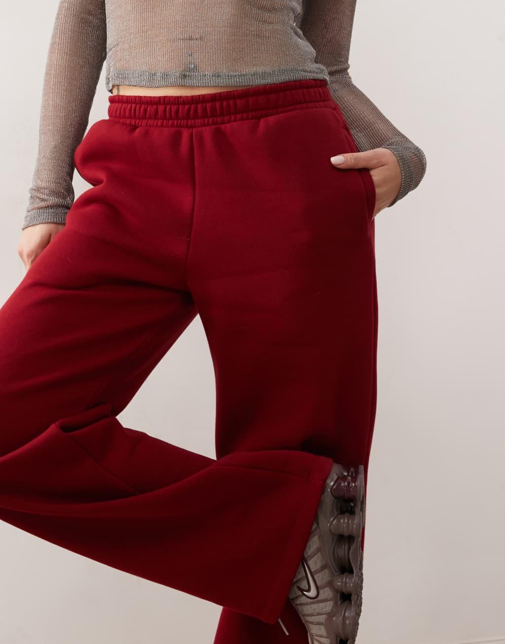 Reclaimed Vintage oversized sweatpants in burgundy Product Image