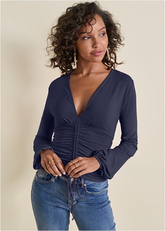 Ruched V-Neck Top Product Image