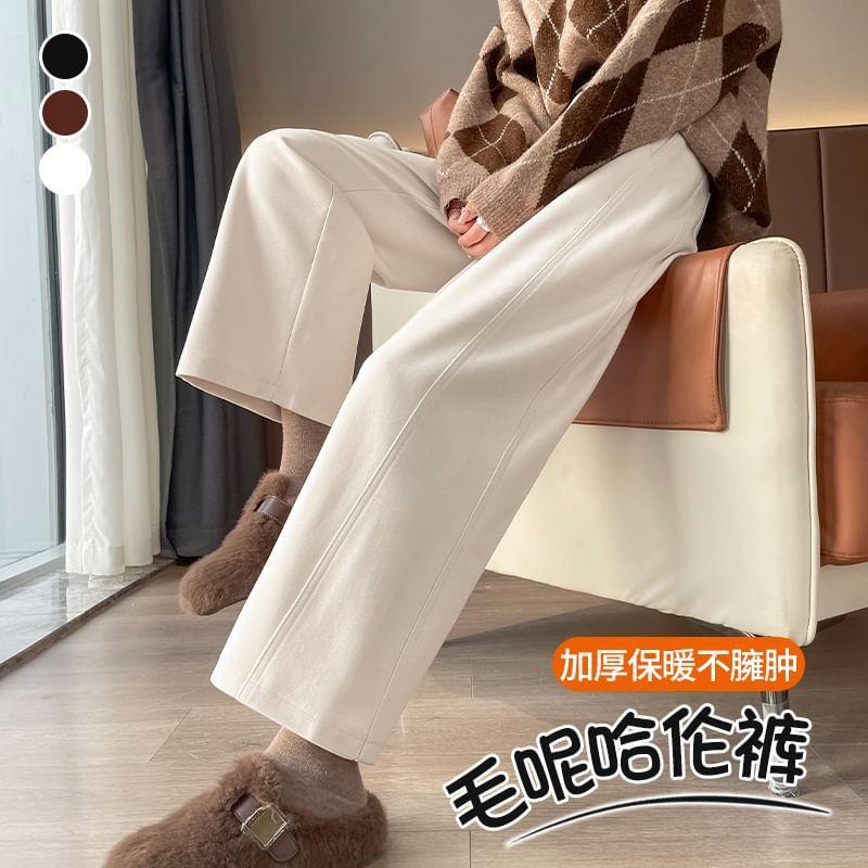 High Rise Plain Loose Fit Pants Product Image