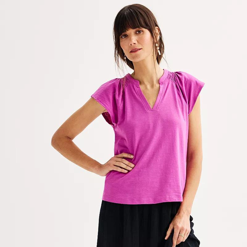 Womens Sonoma Goods For Life Smocked Ruffle Sleeve Top Product Image