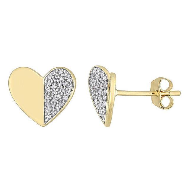 Stella Grace 10k Gold 1/6 Carat T.W. Diamond Heart Stud Earrings, Womens Product Image