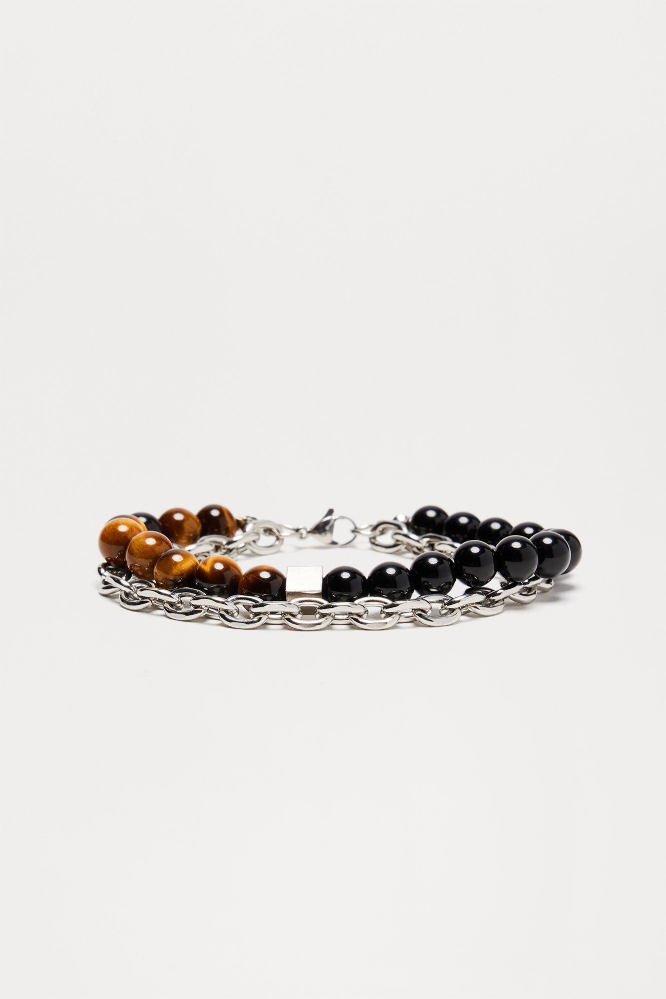 Brooks Beaded and Link Bracelet - Black/Brown Product Image