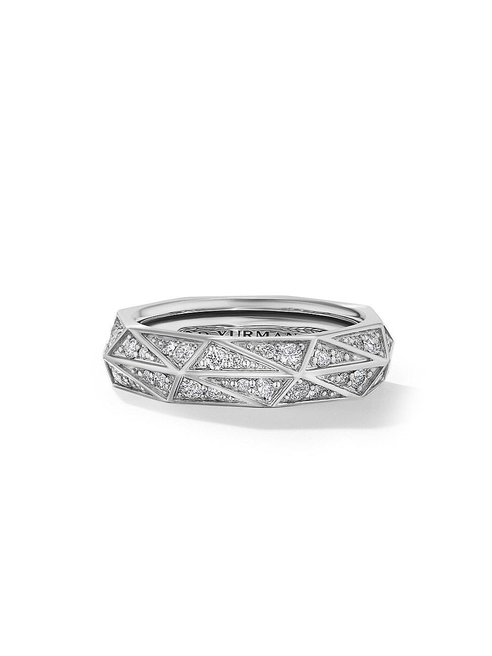 Mens Torqued Faceted Band Ring In Sterling Silver Product Image