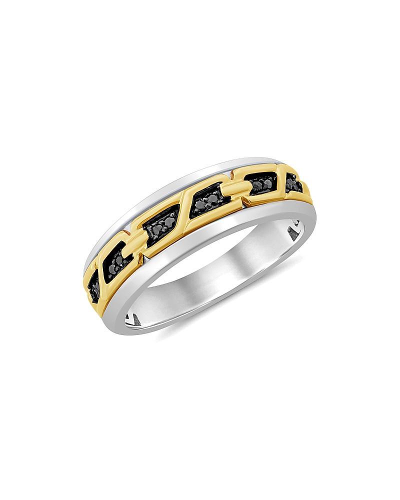 Bloomingdales Mens Black Diamond Ring in 14K Yellow & White Gold, 0.10 ct. tw. - 100% Exclusive Product Image