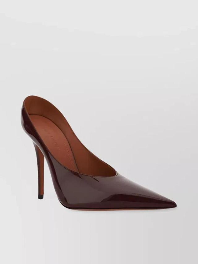 AMINA MUADDI Glossy Leather Stiletto Heel Pumps In Burgund Product Image