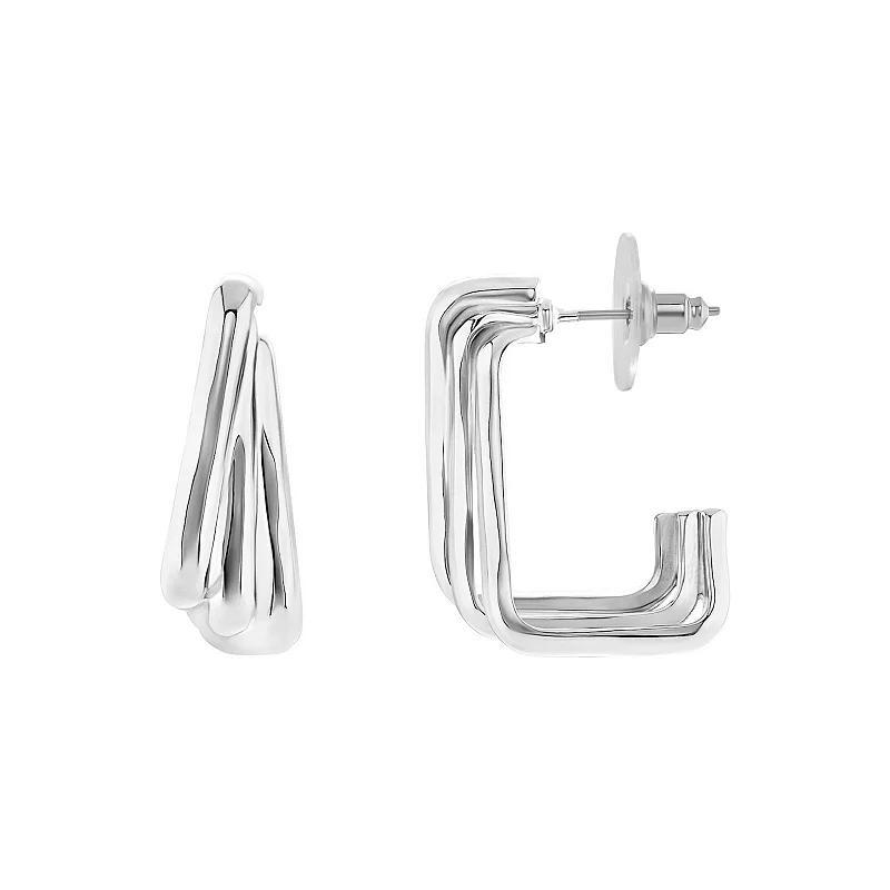 Emberly Polished Triple Square Hoop Earrings, Womens, Gray Product Image