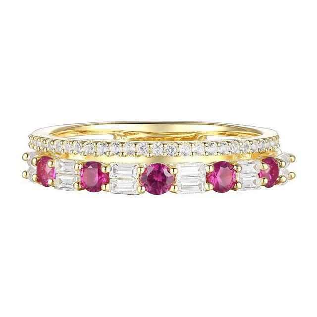 14k Gold Over Silver Lab-Created Ruby, Lab-Created White Sapphire Solitaire Ring, Womens Yellow Product Image