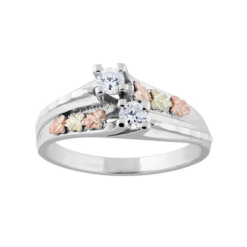 Black Hills Gold Tri-Tone Cubic Zirconia Ring in Sterling Silver, Womens Product Image