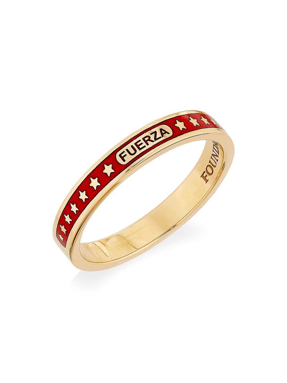 Womens Strength 18K Yellow Gold & Enamel Thin Band Ring Product Image