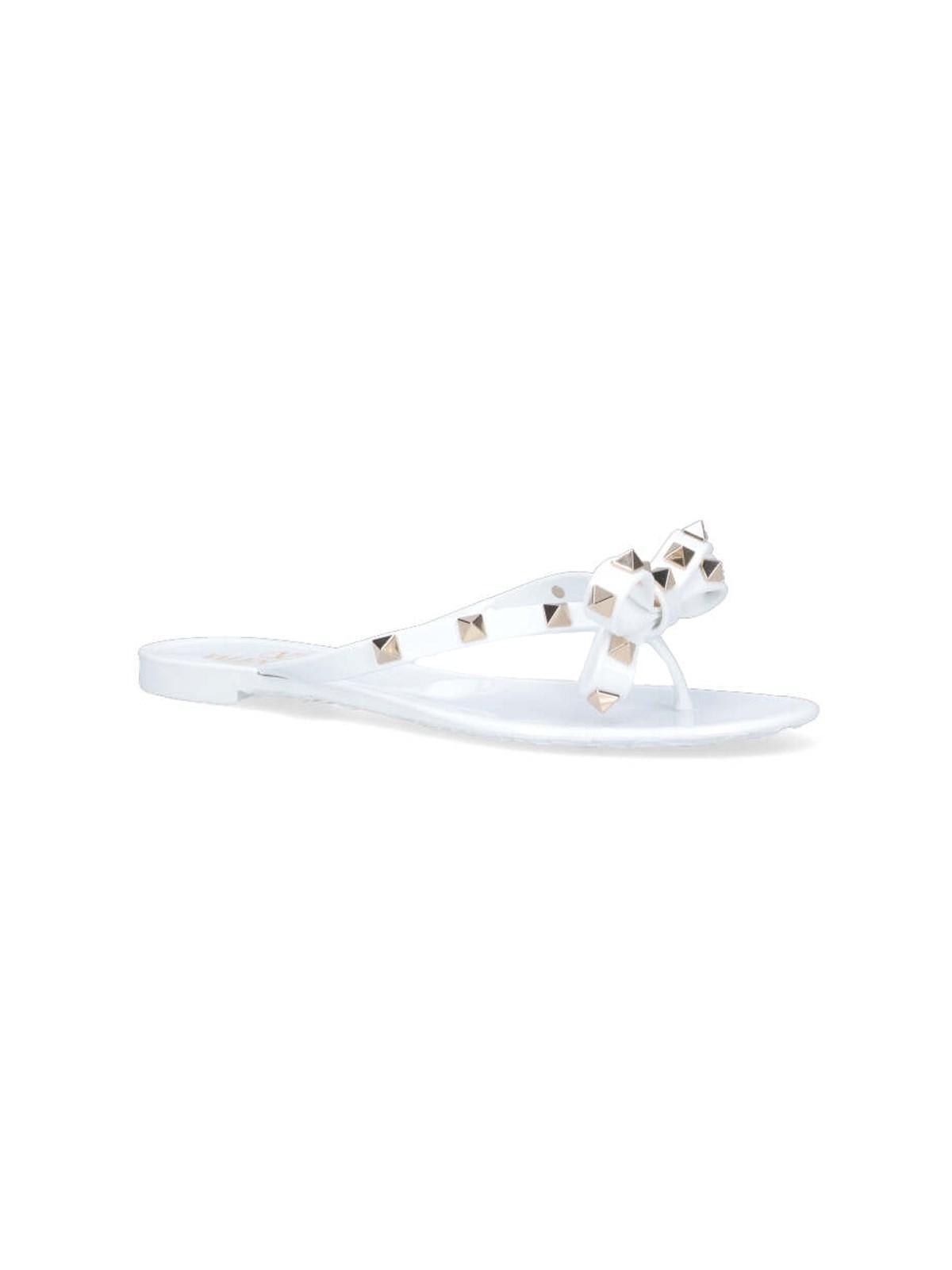 Rockstud Rubber Thong Sandals In White Product Image