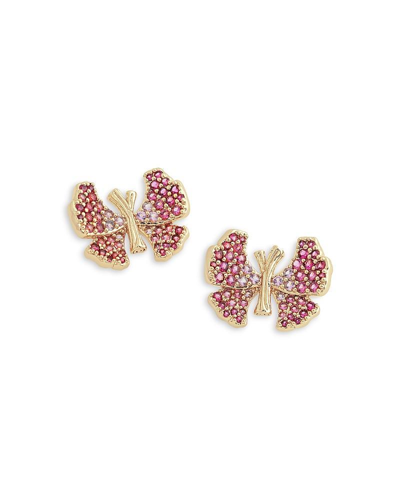 Womens Butterfly 18K Gold-Plated & Cubic Zirconia Stud Earrings Product Image