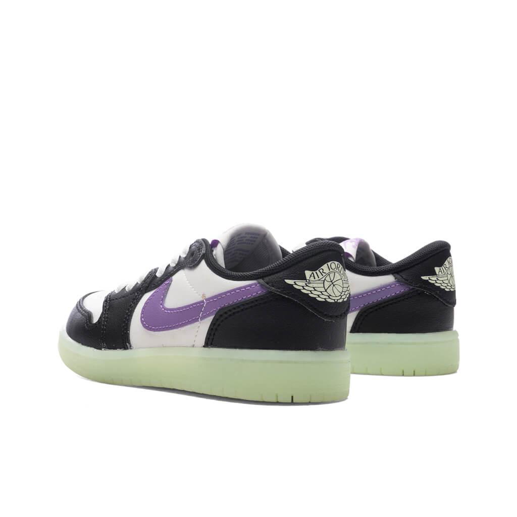 Air Jordan 1 Retro Low OG (PS) - Black/Black Raspberry/Volt Tint Male Product Image