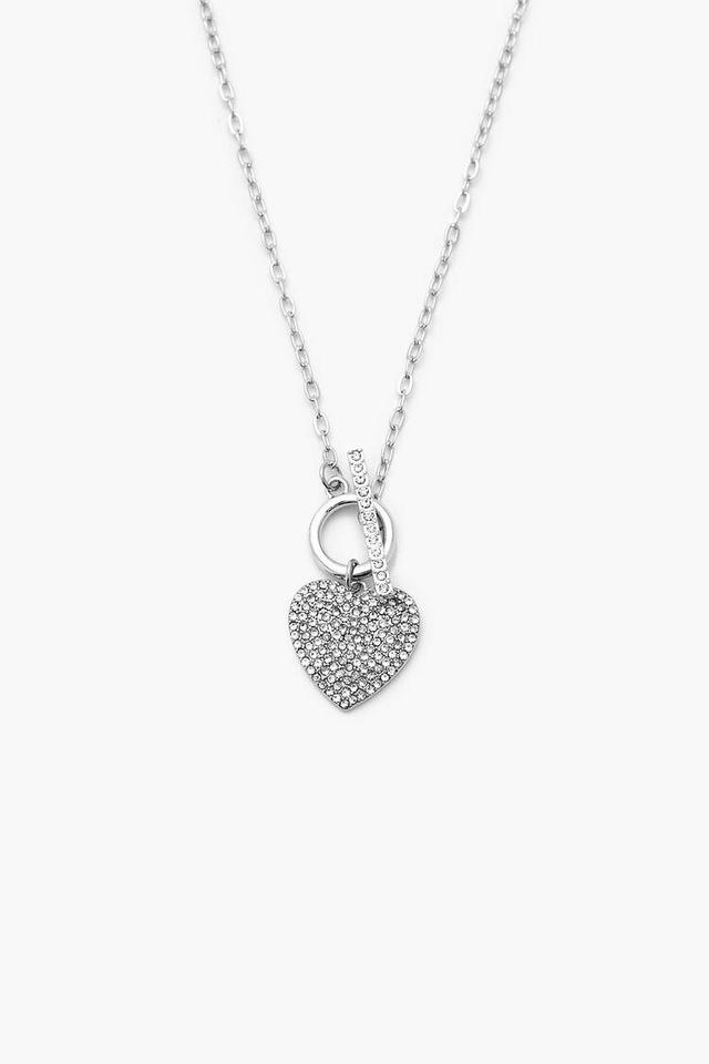 Rhinestone Heart Charm Necklace | Forever 21 Product Image