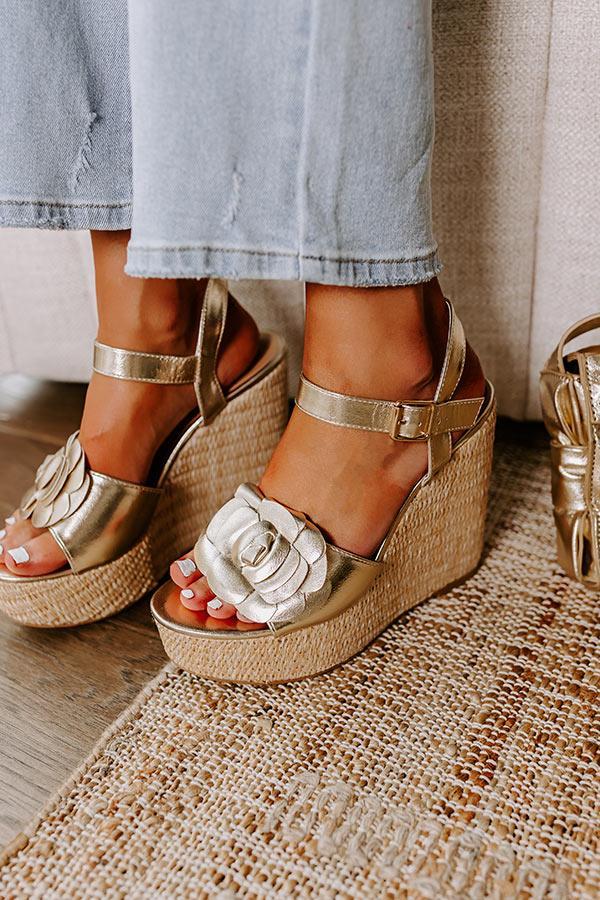 The Flora Metallic Wedge in Gold Product Image