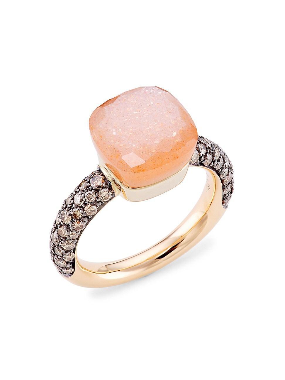 Womens Nudo Classic Two-Tone 18K Gold, Moonstone & Diamond Ring Product Image