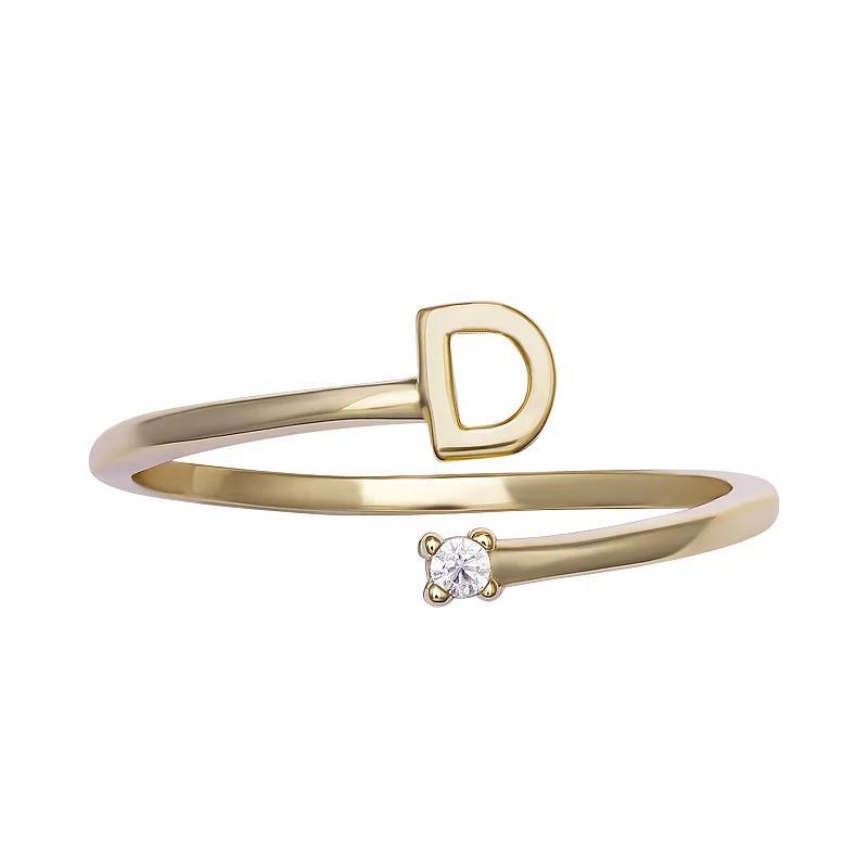 PRIMROSE Sterling Silver Cubic Zirconia Initial Bypass Band Ring, Womens Gold Tone K Product Image