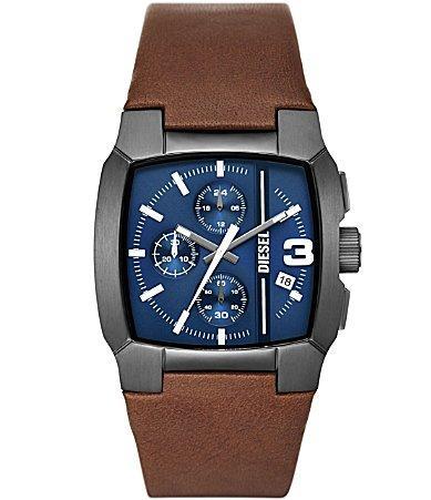 Diesel Mens Cliffhanger Quartz Chronograph Brown Leather Watch 40mm Product Image