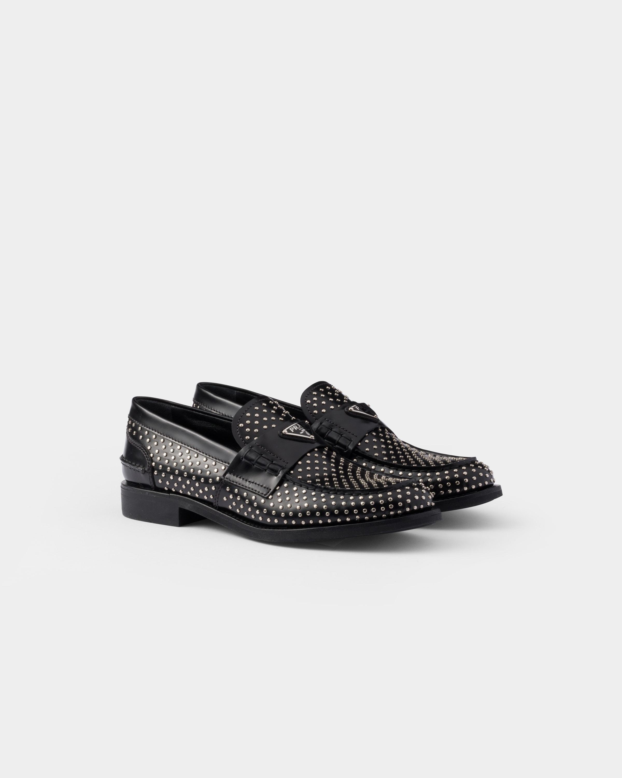 Studded brushed leather loafers product image