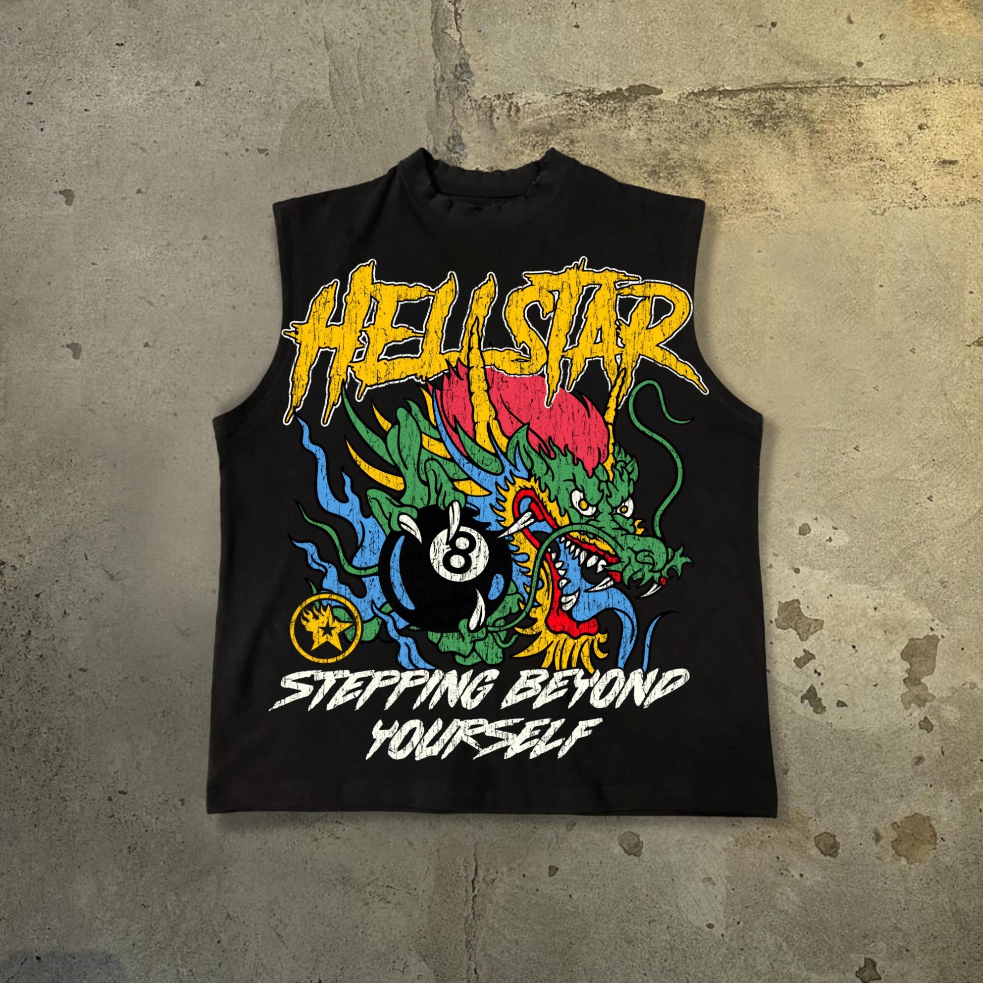 Men's Hellstar-Black 8-Dragon Graphics Cotton Tank Top Product Image