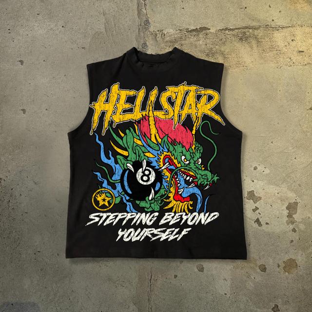 Men's Hellstar-Black 8-Dragon Graphics Cotton Tank Top Product Image