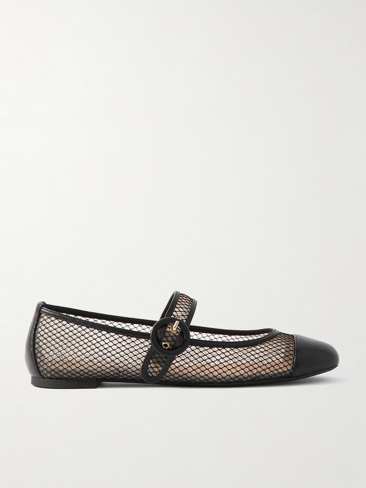 Solstice Leather-trimmed Mesh Ballet Flats In Black Product Image