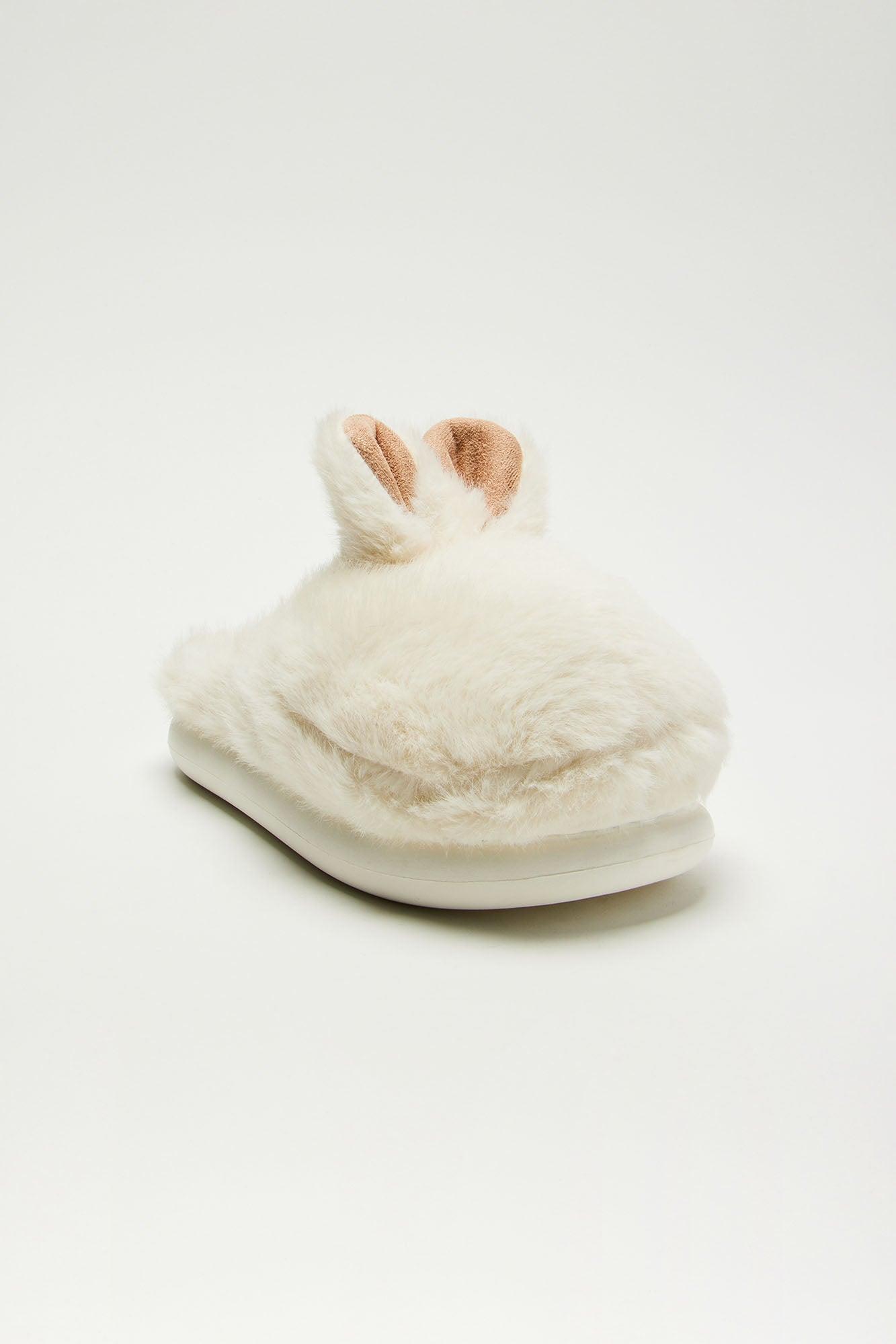 Fluffy Bunny Slippers - Cream Product Image