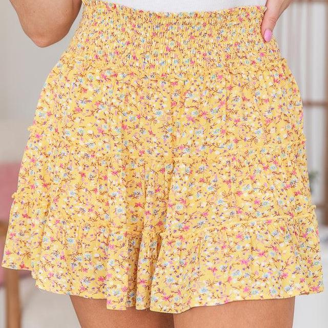 Through The Garden Yellow Floral Mini Skort Product Image