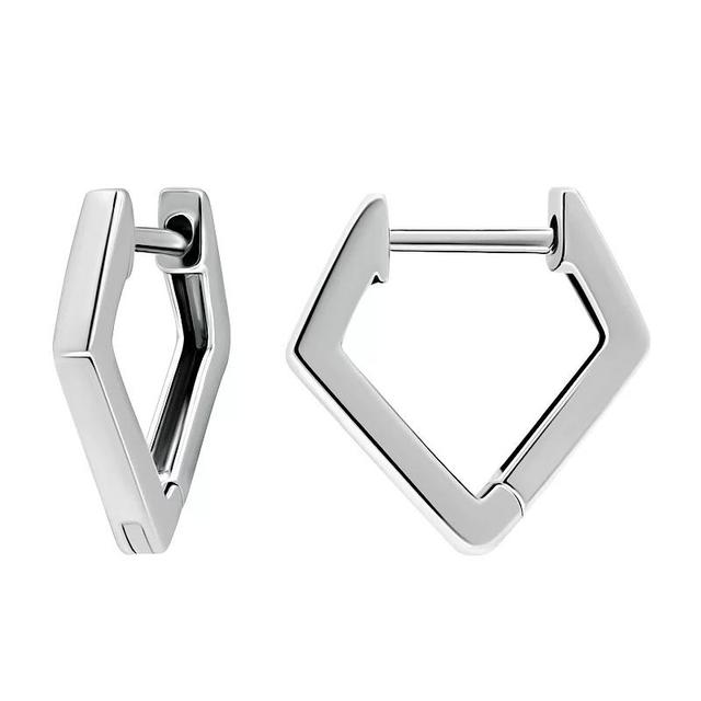 Aleure Precioso Sterling Silver Geometric Huggie Hoop Earrings, Womens, Silver Tone Product Image