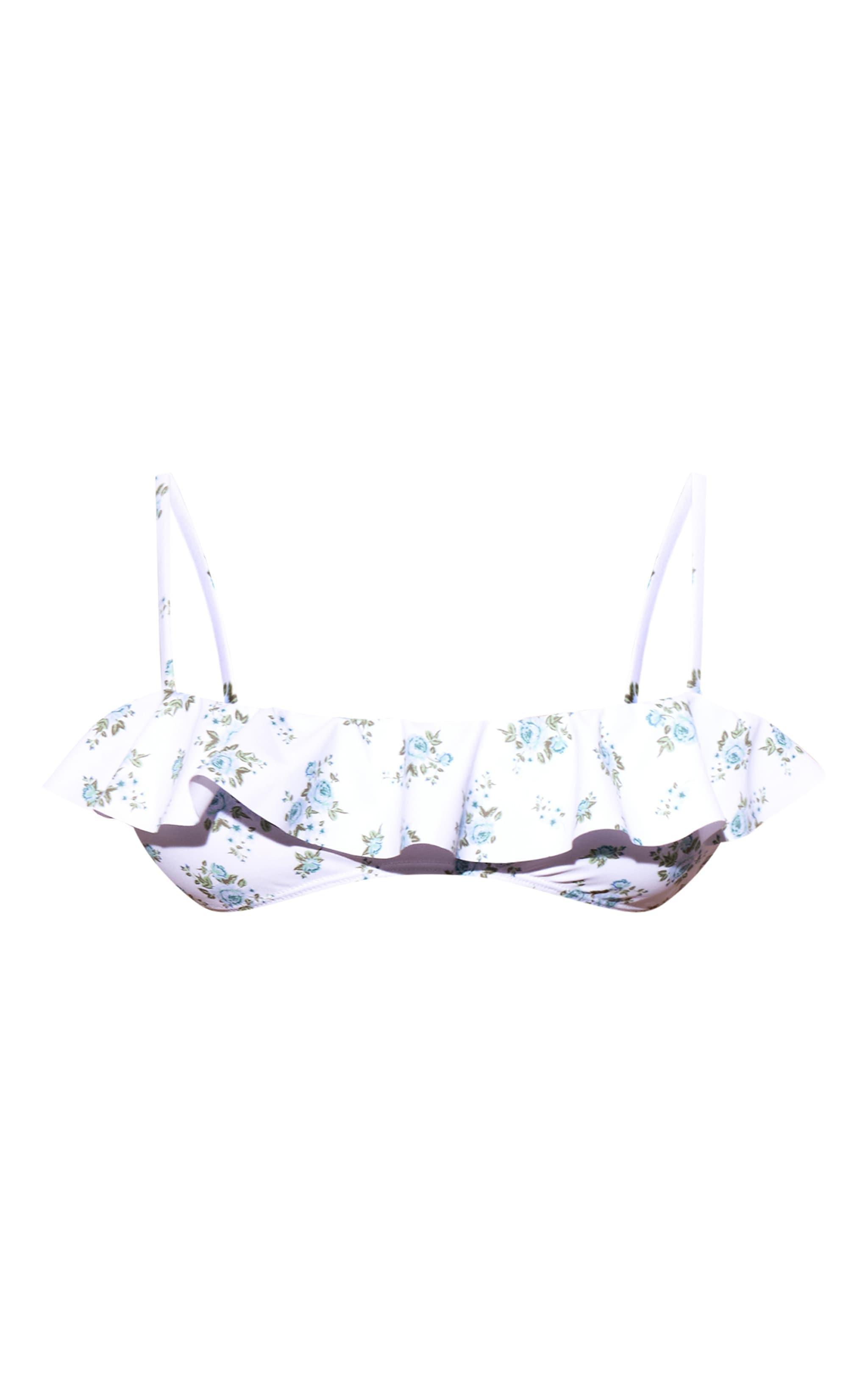 White Ditsy Floral Frill Bikini Bottoms Product Image