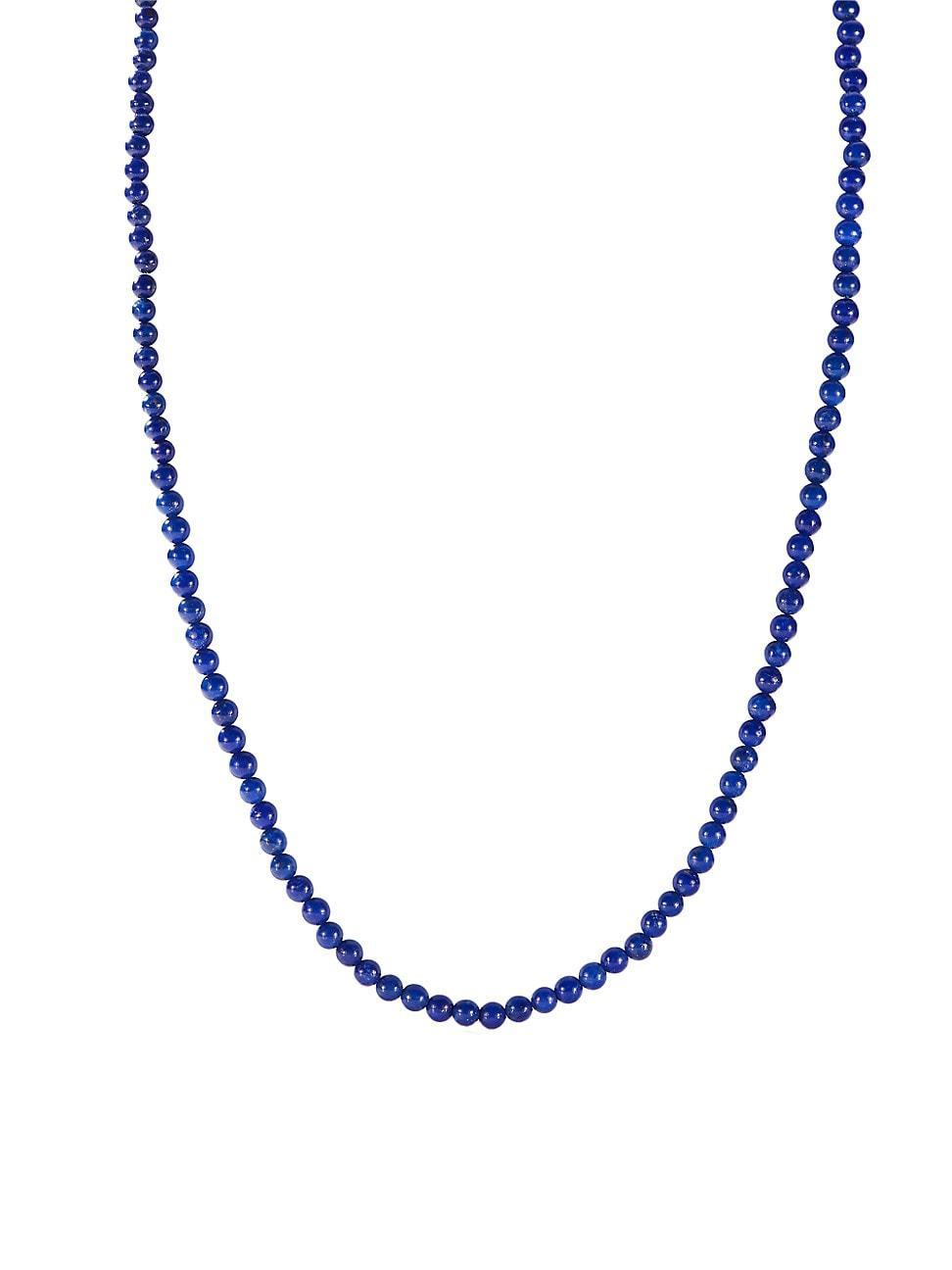 Mens Lapis & 14K Yellow Gold Beaded Necklace Product Image