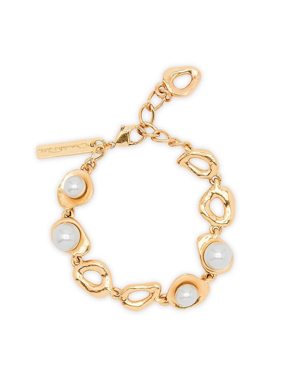 Womens Abstract Pearl Goldtone & Faux-Pearl Bracelet Product Image