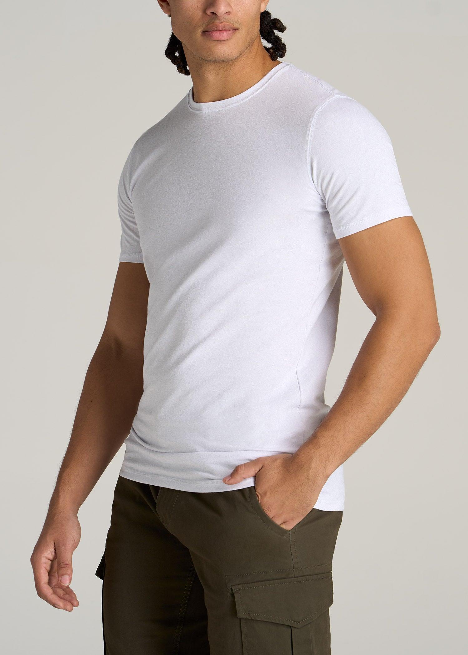 The Essential SLIM-FIT Crewneck Men's Tall Tees in White Product Image