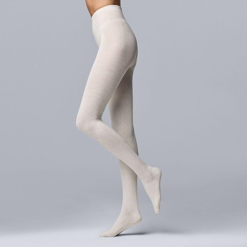 Womens Simply Vera Vera Wang Diamond Cotton Sweater Tights Product Image