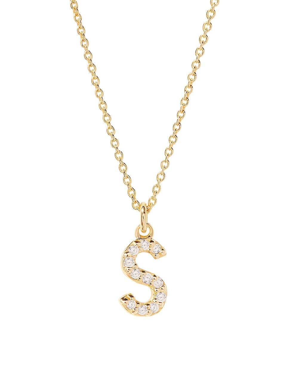 Womens Blaire 14K-Yellow-Gold Vermeil & 0.3-0.11 TCW Diamond Initial Pendant Necklace Product Image