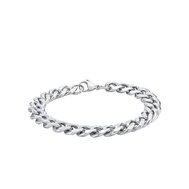 Mens LYNX Stainless Steel Curb Chain Bracelet White Product Image