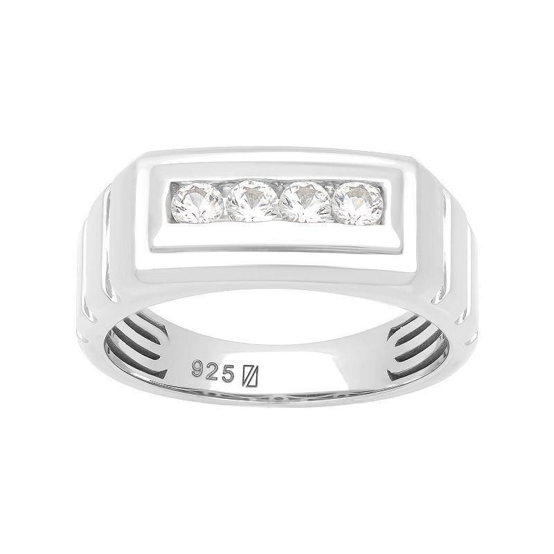 AXL Mens Sterling Silver 5/8 Carat T.W. Lab-Created White Sapphire Band Product Image