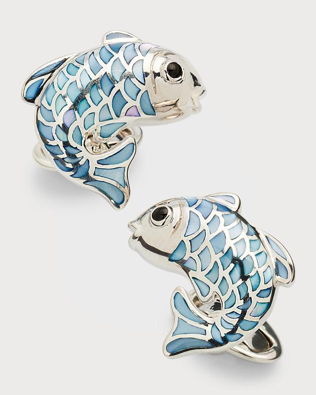 Mens Koi Fish Mother-Of-Pearl Rose Goldplated Cufflinks Product Image