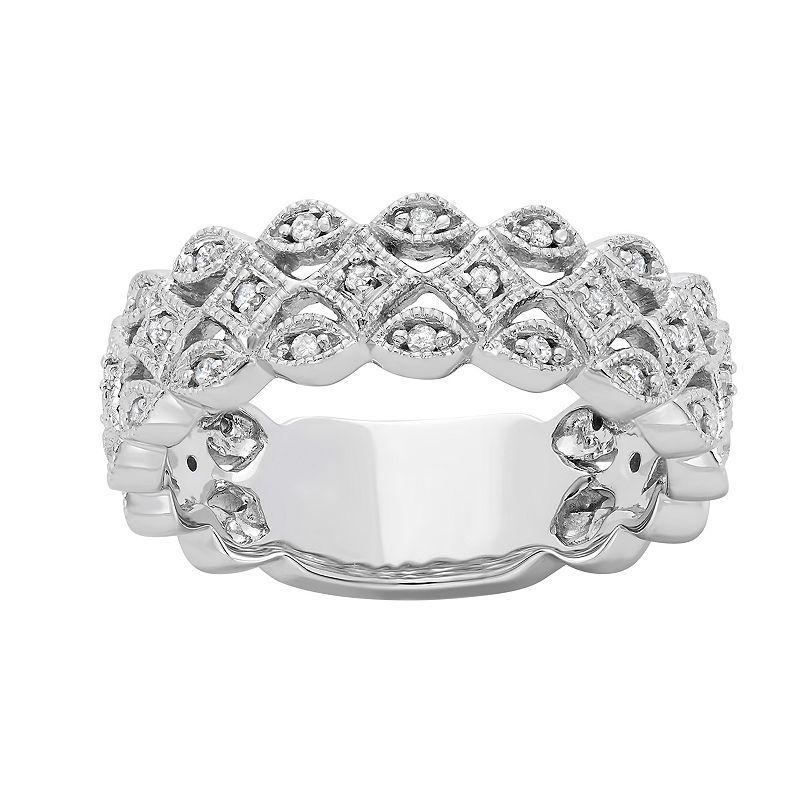 10k White Gold 1/5 Carat T.W. Diamond Band Ring, Womens Product Image