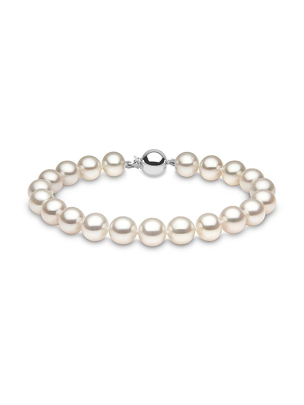 Womens 14K White Gold & Cultured Freshwater Pearl Bracelet Product Image