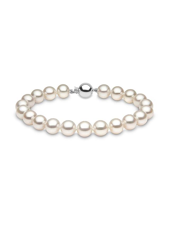 Womens 14K White Gold & 8.5-9MM Cultured Freshwater Pearl Bracelet Product Image