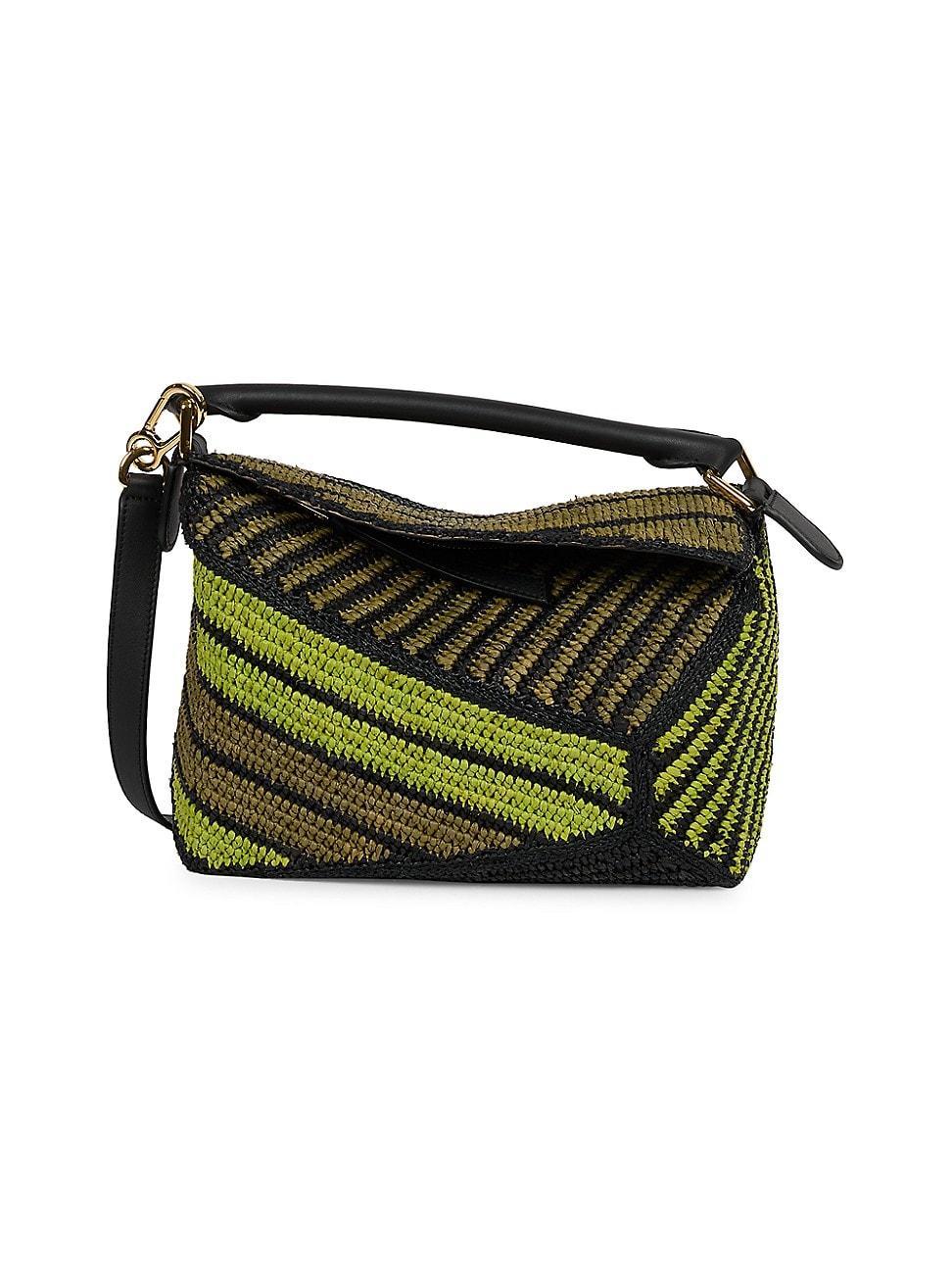 Womens LOEWE x Paulas Ibiza Puzzle Edge Small Striped Raffia Bag Product Image