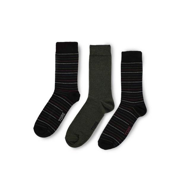 TORE Totally Recycled Mens Stripe Crew Socks 3pk - Black 7-12 Product Image