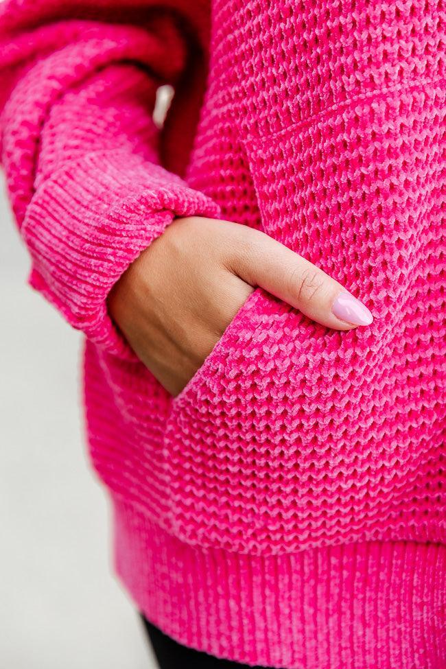 Found Your Love Hot Pink Chenille Oversized Hoodie Product Image