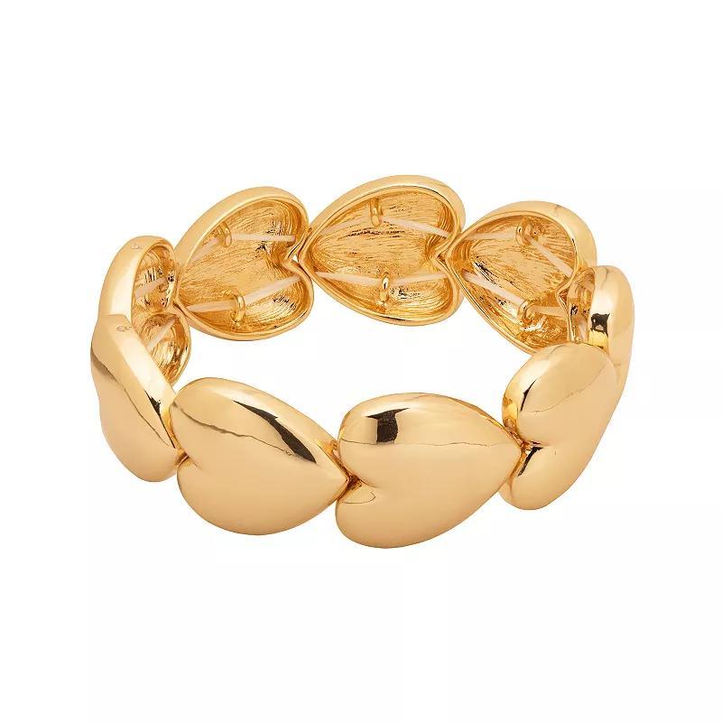 LC Lauren Conrad Gold Tone Puff Heart Icon Stretch Bracelet, Womens, None Product Image