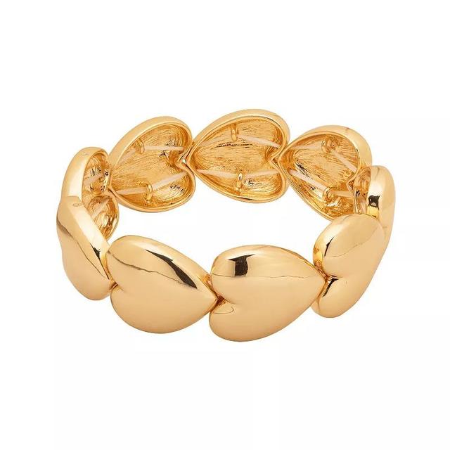 LC Lauren Conrad Gold Tone Puff Heart Icon Stretch Bracelet, Womens, None Product Image