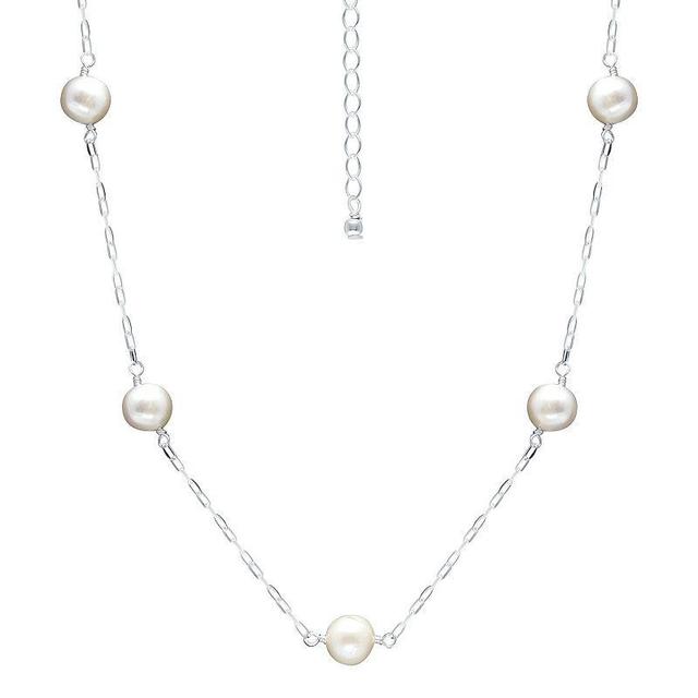 Aleure Precioso Sterling Silver Freshwater Cultured Pearl Chain Necklace, Womens Product Image