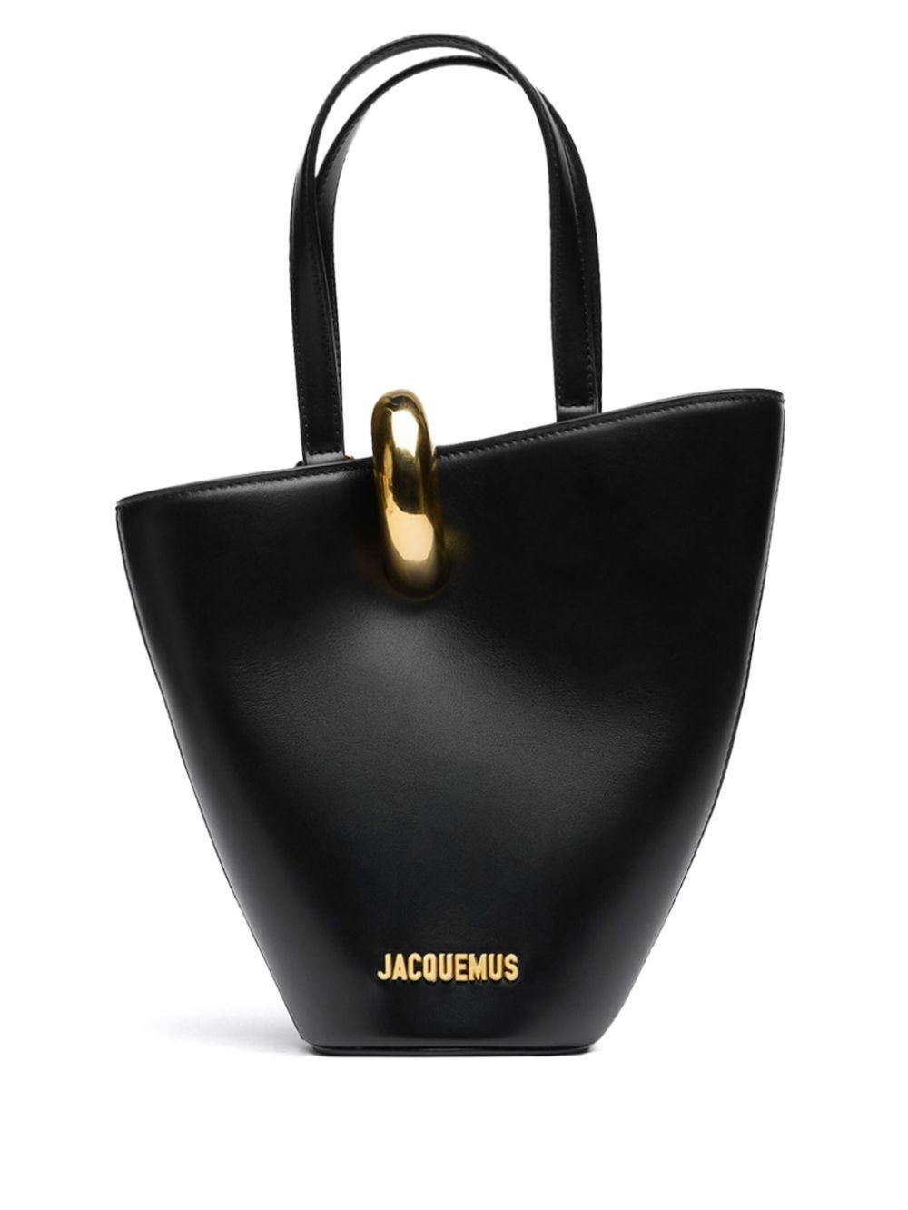 JACQUEMUS Calf Leather Le Petit Bambola Tote Bag In Black Product Image