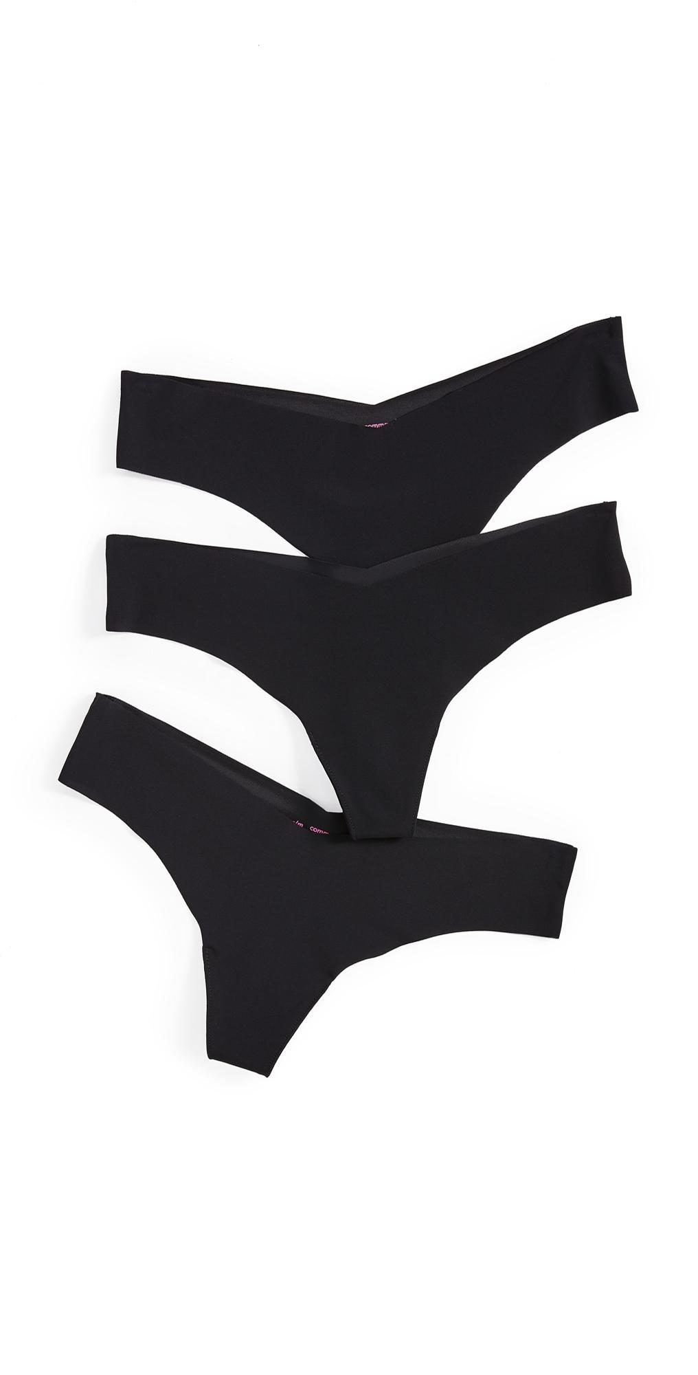 Commando Classic Thong 3-Pack Black/Black) Women's Underwear Product Image